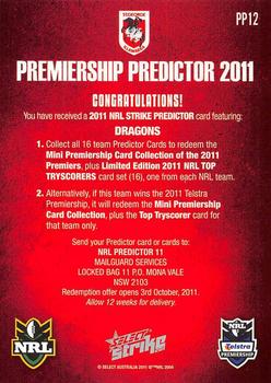 2011 NRL Strike - Premiership Predictors 2011 #PP12 St. George-Illawarra Dragons Back